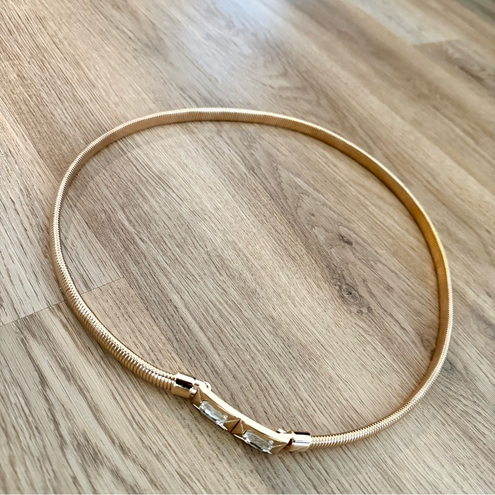 Crystal metallic stretch belt